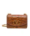 Valentino Small Vain Lizard-embossed Leather Shoulder Bag In Brown