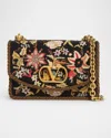 Valentino Vain Embroidered Foldover Top Shoulder Bag