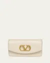 Valentino Garavani Vain Small Vlogo Leather Clutch Bag In White