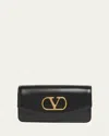Valentino Vain Small Vlogo Leather Clutch Bag In Nero