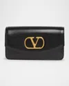 Valentino Vain Small Vlogo Leather Clutch Bag In Nero