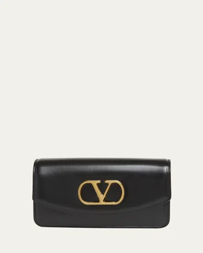 Valentino Garavani Vain Small Vlogo Leather Clutch Bag In Nero