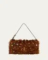 Valentino Vain Strass Fuzzy Shearling Shoulder Bag In Brown