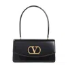 Valentino Garavani Vain Tote Bag In Shiny Calfskin With Metallic Vlogo Signature Detail In Black