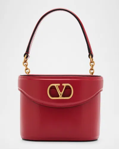 Valentino Garavani Vain Vanity Bucket Leather Crossbody Bag In Red