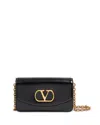 Valentino Garavani Garavani Vain Clutch Bag In Shiny Calfskin Woman Black Uni In Black