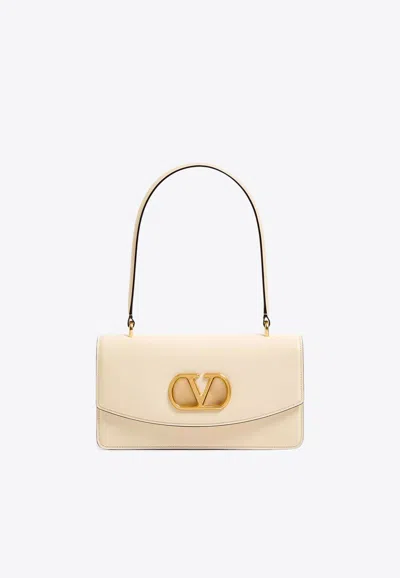 Valentino Garavani Vain Vlogo Leather Shoulder Bag In Yellow