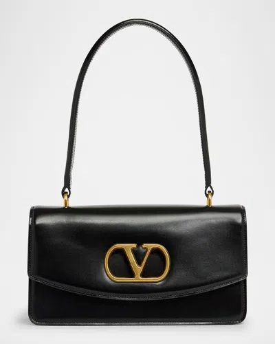 Valentino Garavani Leather Vain Top-handle Bag In Black