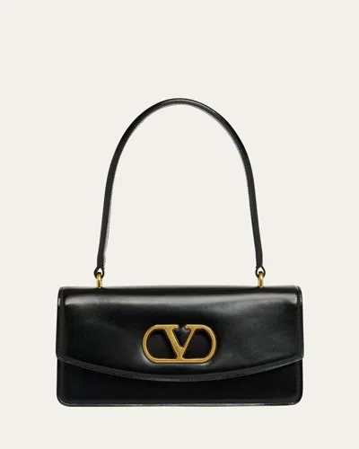 Valentino Garavani Vain Vlogo Leather Top-handle Bag In Black