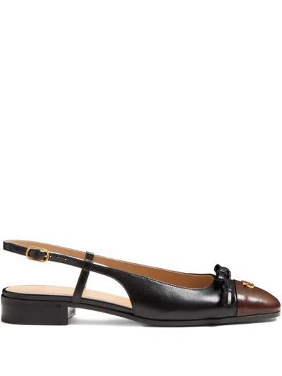 VALENTINO GARAVANI VALE DU ROI LEATHER SLINGBACK BALLETS