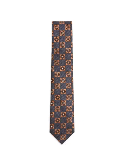 Valentino Garavani Valentie Silk And Jacquard Tie With Design In Brown