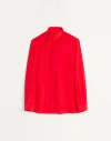 Valentino Crepe De Chine Silk Shirt With Scarf Collar In Red