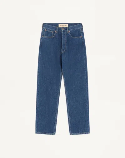 Valentino Denim Trousers With Vgold In Blue