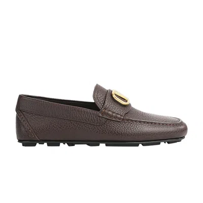 Pre-owned Valentino Garavani Valentino Valentino Driving Plaque Slip-on Loafer 'brown' | Men's Size 39