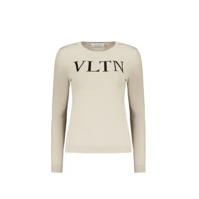 Valentino Garavani Logo Sweater In Neutral