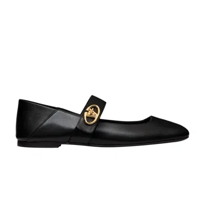 Pre-owned Valentino Garavani Valentino  Wmns Vlogo Locker Mary Jane Ballerina 'black' | Women's Size 37