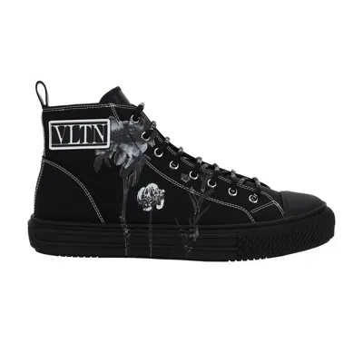 Pre-owned Valentino Garavani Valentino Valentino Giggies High 'flowersity' | Black | Men's Size 42