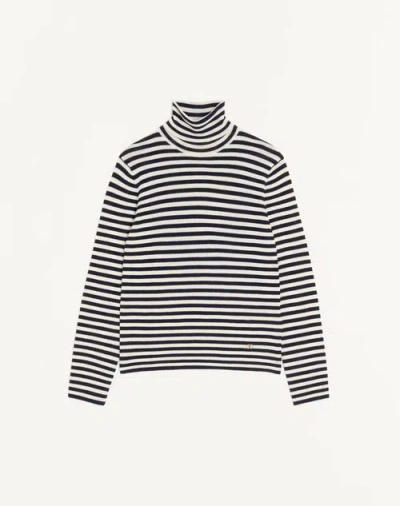 Valentino High-neck Wool Jumper With Vlogo Patch In Black