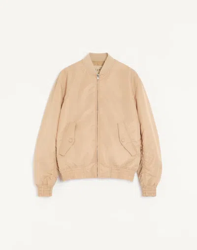 Valentino Nylon Bomber Jacket With Vgold In Nude