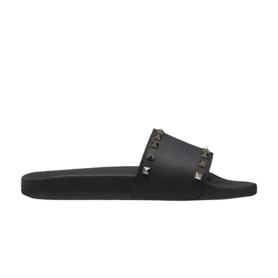Pre-owned Valentino Garavani Valentino Valentino Rockstud Rubber Slider Sandal 'black' | Men's Size 43