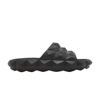 Pre-owned Valentino Garavani Valentino Valentino Roman Stud Turtle Slide 'nero' | Black | Men's Size 39