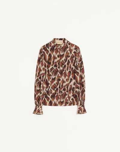Valentino Silk Shirt With Animalier Print Woman Animal Print 36