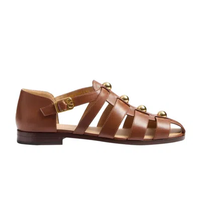 Pre-owned Valentino Garavani Valentino Valentino Studshield Bucket Sandal 'tobacco' | Brown | Men's Size 46