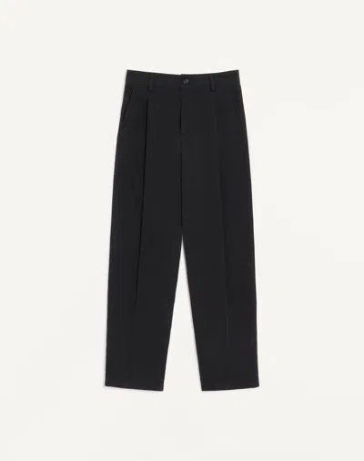 Valentino Trousers In Cotton Gabardine With Vlogo Embroidery In Black