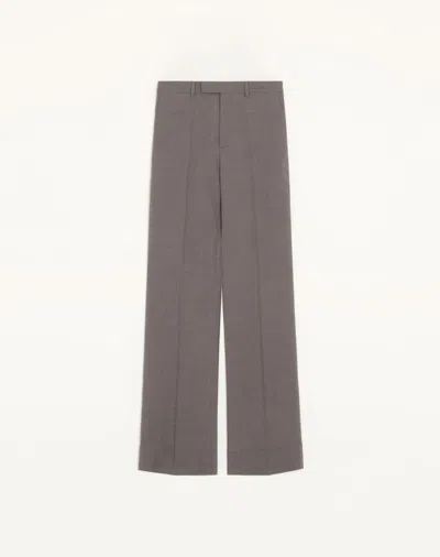 Valentino Trousers In Diagonal Melange Wool With Pressed Pleats In Multi