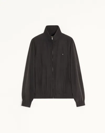 Valentino Washed Silk Jacket With Metallic V Detail In Black