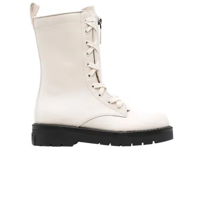 Pre-owned Valentino Garavani Valentino Valentino Wmns X Combat Leather Boot 'neutrals' | Cream | Women's Size 36.5 In White