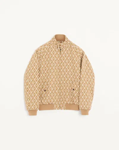 Valentino Wool Bomber Jacket With All-over Toute La V Motif In Brown