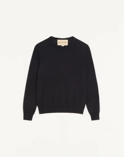 Valentino Wool Jumper With Vlogo Embroidery In Black