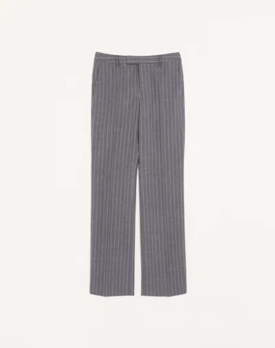 Valentino Wool Pinstripe Trousers In Gray