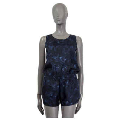 Pre-owned Valentino Valention Navy Silk Camo Butterfly Short Jumpsuit Romper Xs In Blue