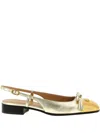 Valentino Valet Du Roi Vlogo Metallic Leather Slingback Ballerina Flats In Gold