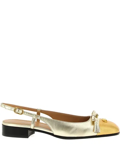 Valentino Garavani Valet Du Roi Vlogo Metallic Leather Slingback Ballerina Flats In Multi