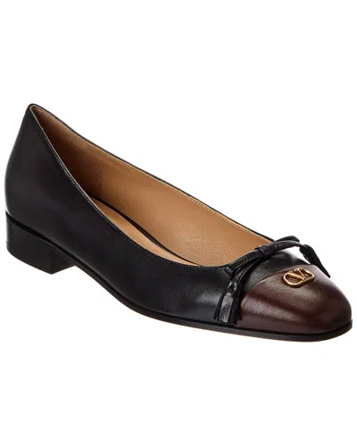 Valentino Garavani Valentino Valet Du Roi 25 Leather Ballerina Flat In Black