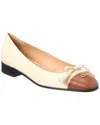 Valentino Leather Vlogo Signature Ballerinas In Neutral