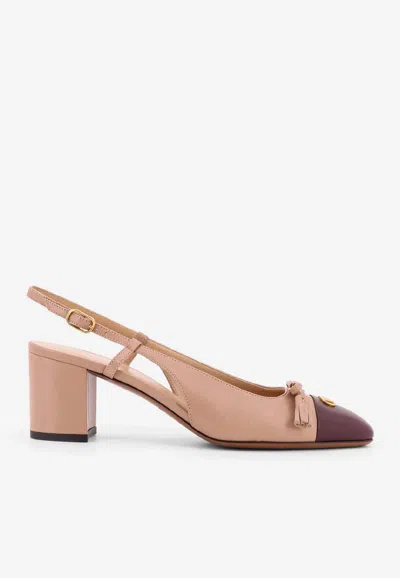 Valentino Garavani Valet Du Roi Tasseled Bow-embellished Two-tone Leather Pumps In Neutral