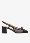 Valentino Garavani Valet Du Roi Slingback Pump In Mesh And Kidskin 60mm Woman Black 41.5 In Multi
