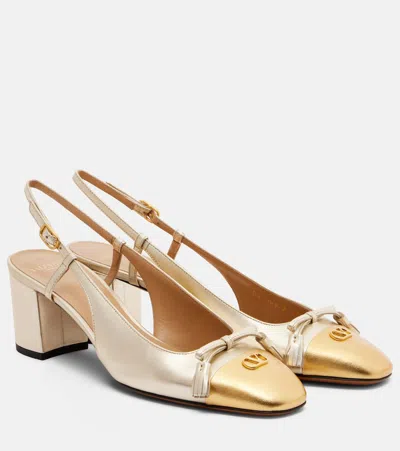 Valentino Garavani Valet Du Roi 60 Leather Slingback Pumps In Gold
