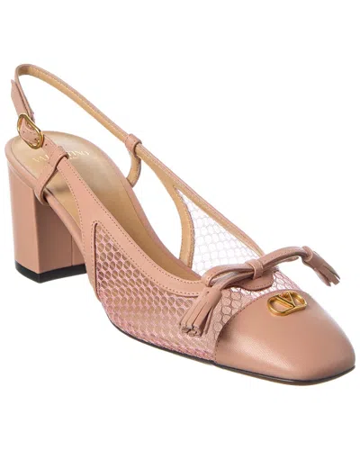 VALENTINO GARAVANI VALENTINO VALET DU ROI 60 MESH & LEATHER SLINGBACK PUMP