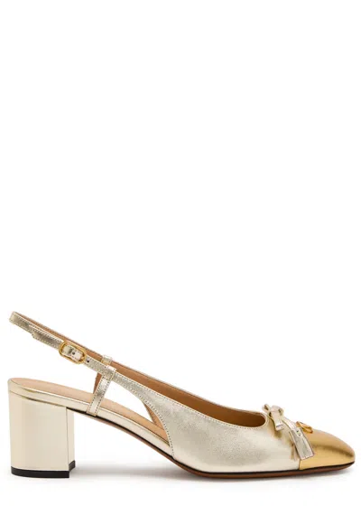 VALENTINO GARAVANI VALENTINO VALET DU ROI 60 METALLIC LEATHER SLINGBACK PUMPS