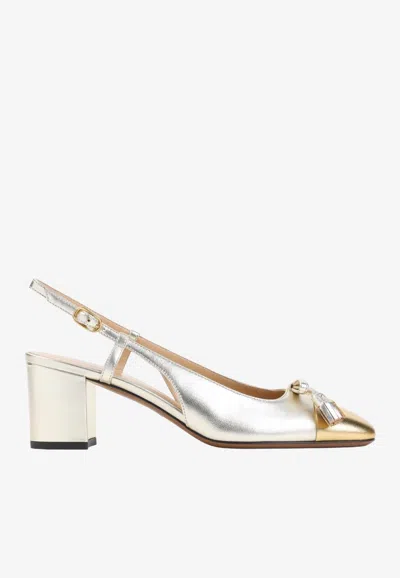 Valentino Garavani Valet Du Roi 60 Slingback Pumps In Metallic Leather In Gold
