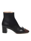 Valentino Bow Detail Block Heel Ankle Boots In Black