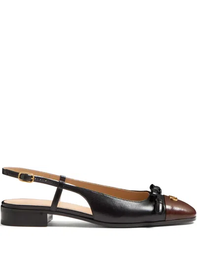 Valentino Garavani Valentino Valet Du Roi Leather Slingback Ballerina Flat In Black