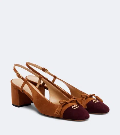 Valentino Garavani Valet Du Roi Leather Slingback Pumps In Brown