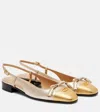 Valentino Valet Du Roi Vlogo Metallic Leather Slingback Ballerina Flats In Gold