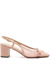 Valentino Garavani Valet Du Roi Slingback Pump In Mesh And Kidskin 60mm Woman Pink 42 In Pink